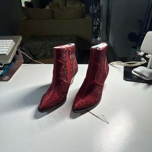 Jessica Simpson Zalor Red Rhinestone Crystal Western Bootie